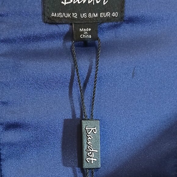 Bardot Off Shoulder Bodycon Midi Dress Women’s Size 12 M Blue Cocktail - Picture 6 of 7